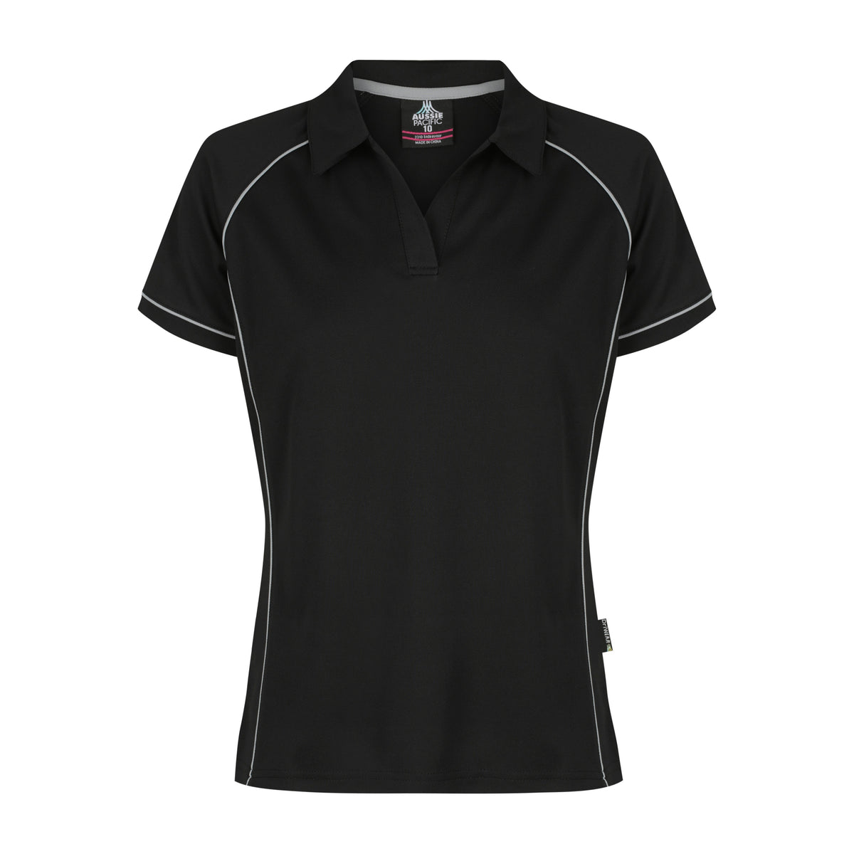 Aussie Pacific Endeavour Womens Polo 2310 in Black/Silver