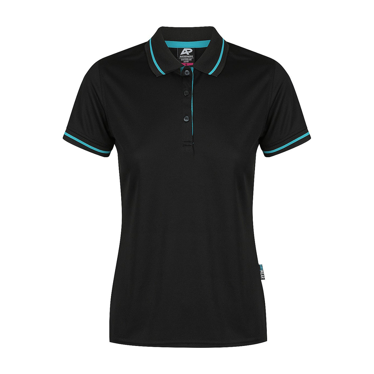 Aussie Pacific Cottesloe Womens Polo 2319 in Black/Teal