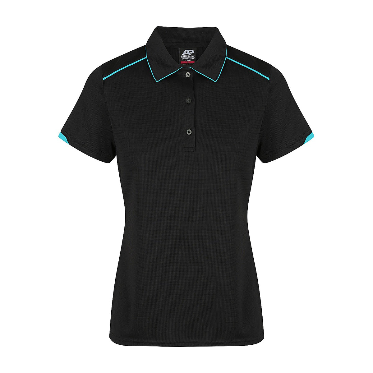 Aussie Pacific Currumbin Womens Polo 2320 in Black/Cyan