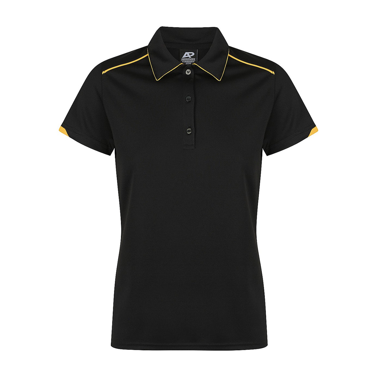 Aussie Pacific Currumbin Womens Polo 2320 in Black/Gold