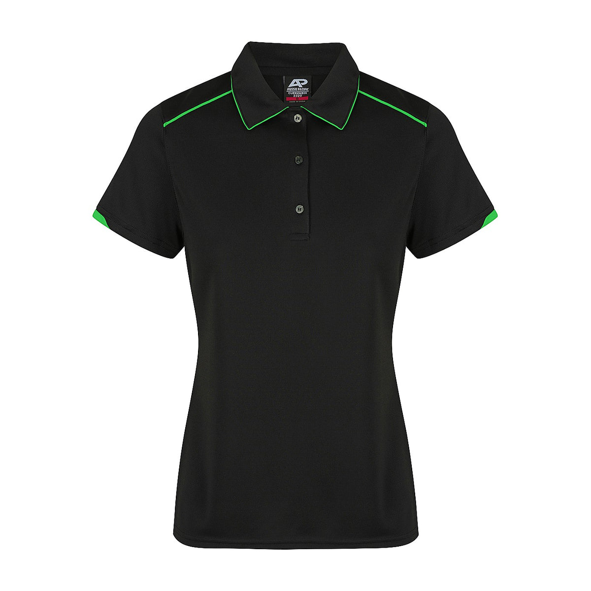 Aussie Pacific Currumbin Womens Polo 2320 in Black/Kawa Green