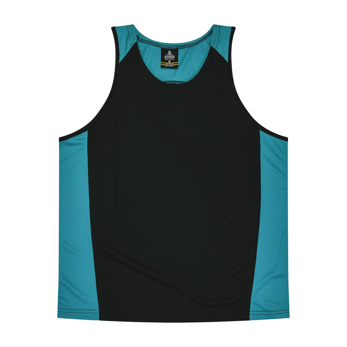 Aussie Pacific Premier Kids Singlet 3101 in Black/Teal