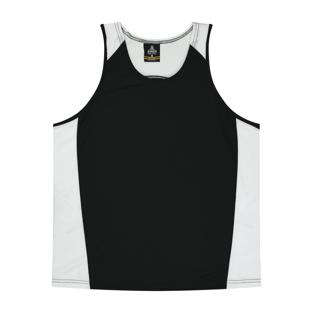 Aussie Pacific Premier Kids Singlet 3101 in Black/White