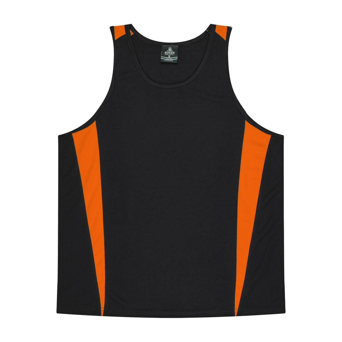 Aussie Pacific Eureka Kids Singlet 3104 in Black/Orange