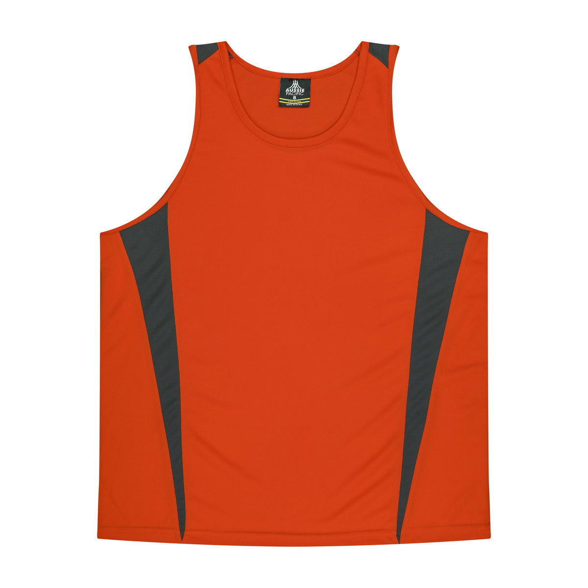 Aussie Pacific Eureka Kids Singlet 3104 in Orange/Charcoal