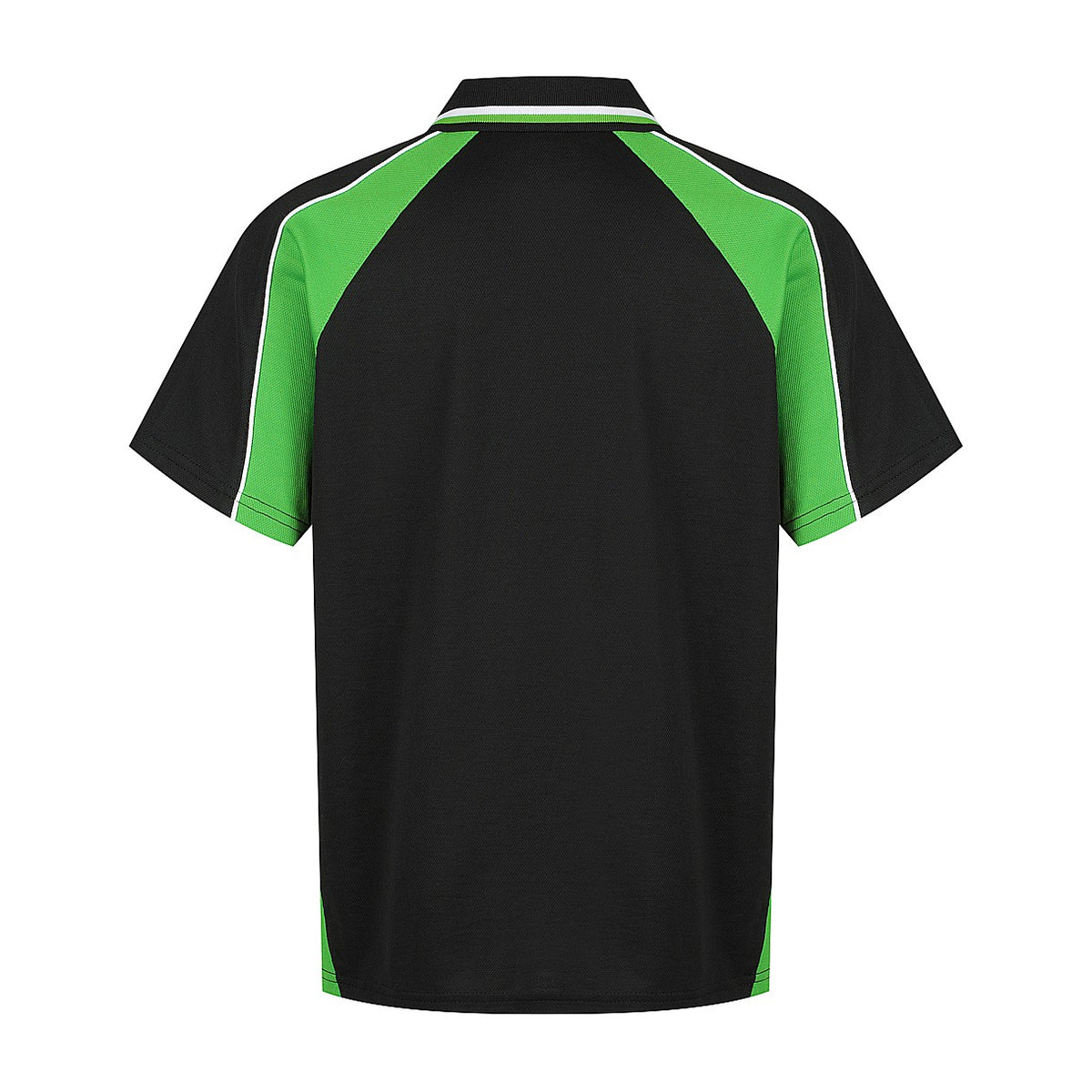 Aussie Pacific Panorama Kids Polo 3309 in Black/Kawa Green/White, back view