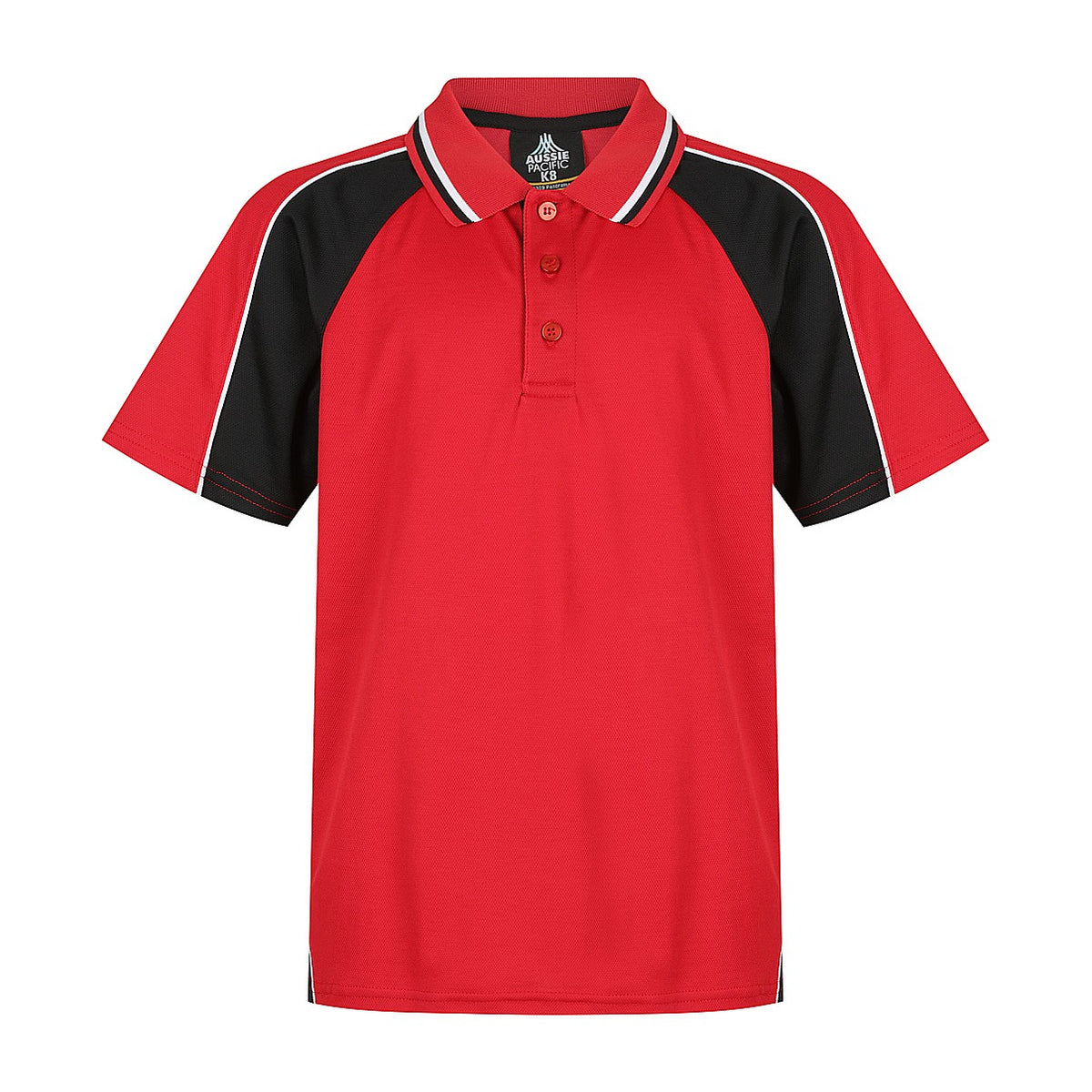 Aussie Pacific Panorama Kids Polo 3309 in Red/Black/White