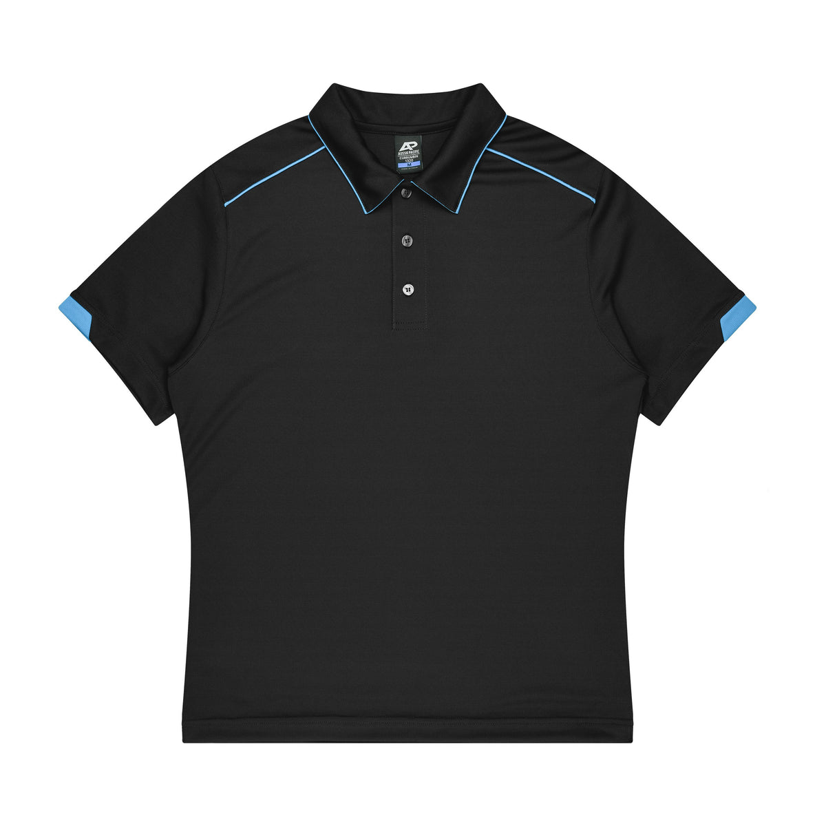 Aussie Pacific Currumbin Kids Polo 3320 in Black/Cyan