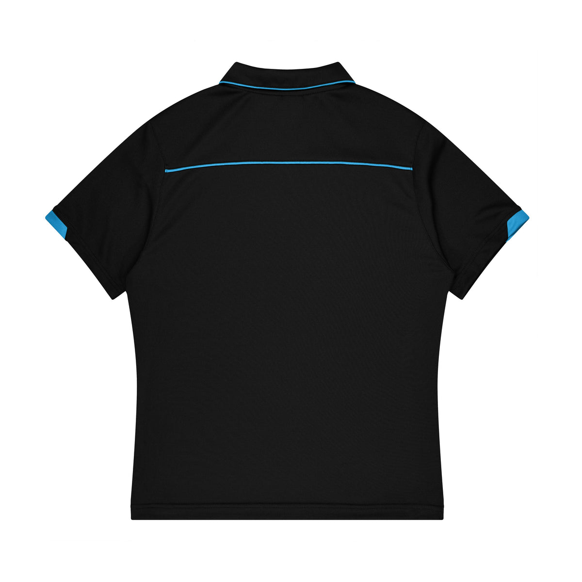 Aussie Pacific Currumbin Kids Polo 3320 in Black/Cyan, back view