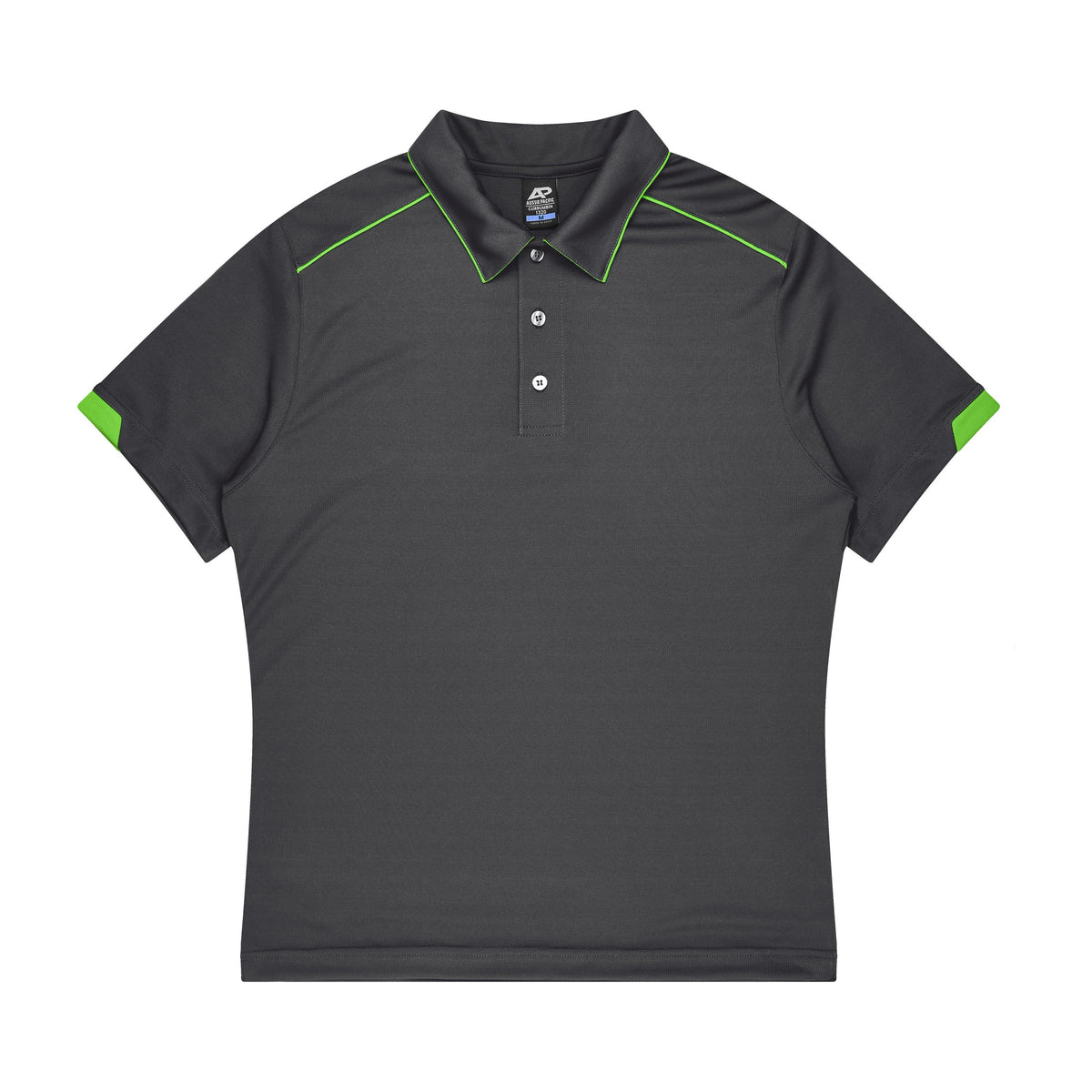 Aussie Pacific Currumbin Kids Polo 3320 in Slate/Hi Viz Green