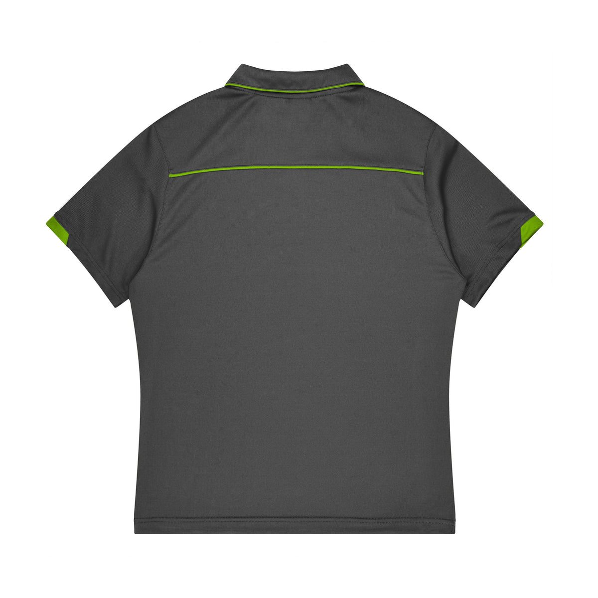 Aussie Pacific Currumbin Kids Polo 3320 in Slate/Hi Viz Green, back view