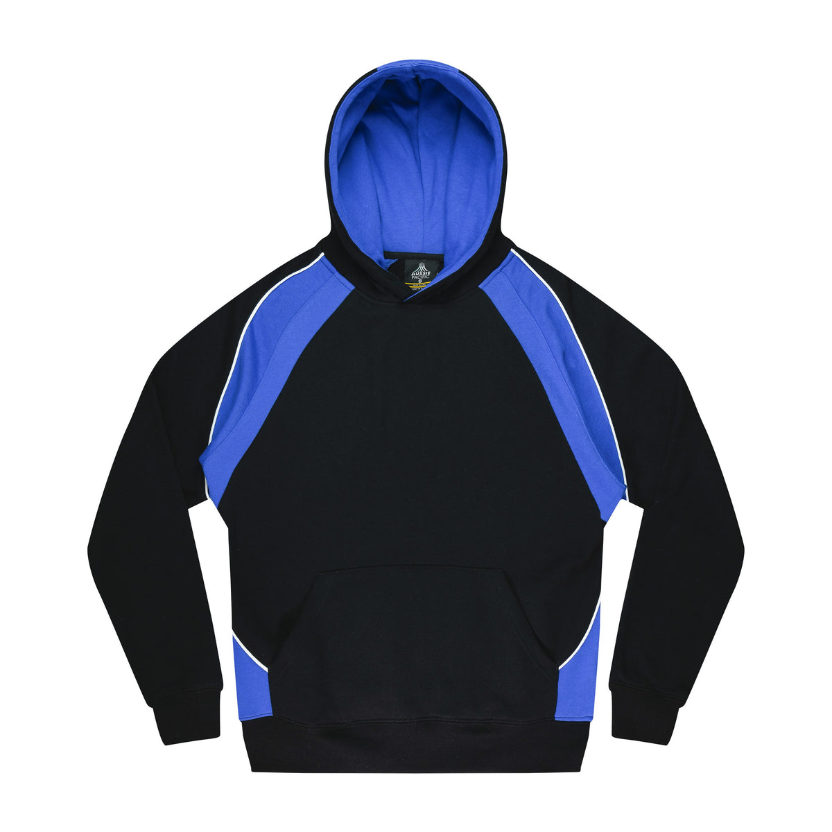 Aussie Pacific Huxley Kids Hoodie 3509 in Black/Electric Royal/White