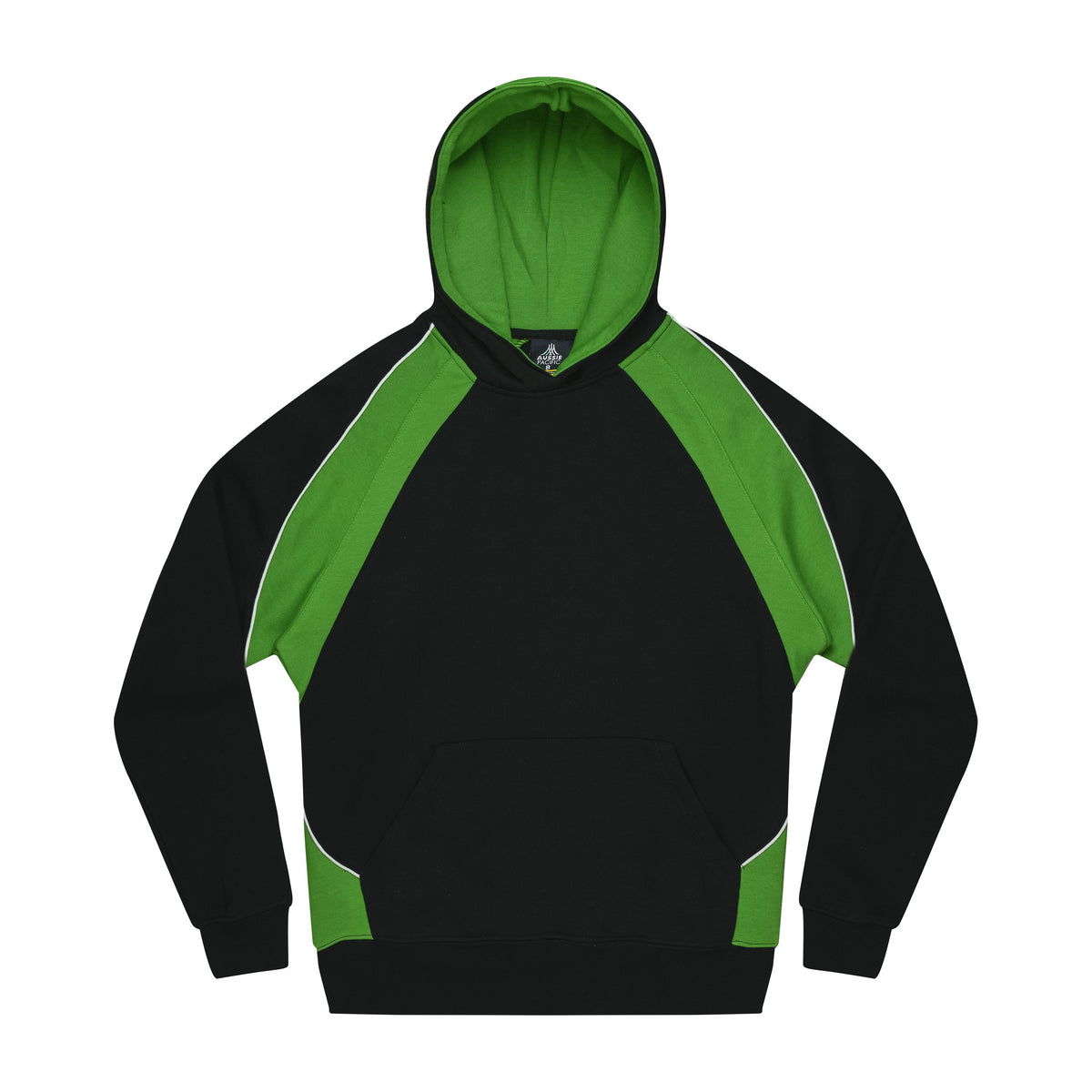 Aussie Pacific Huxley Kids Hoodie 3509 in Black/Kawa Green/White