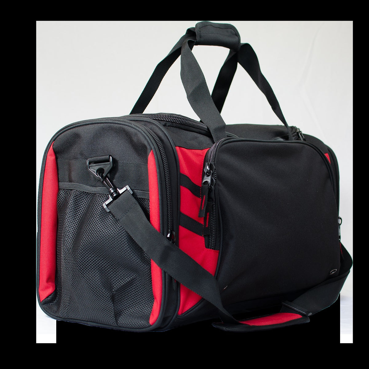 Aussie Pacific Tasman Sports Bag 4001 in Black/Red, back view