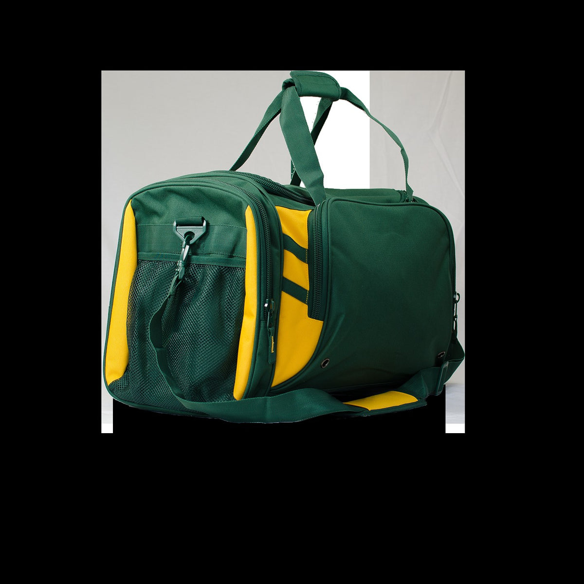Aussie Pacific Tasman Sports Bag 4001 in Bottle/Gold, back view