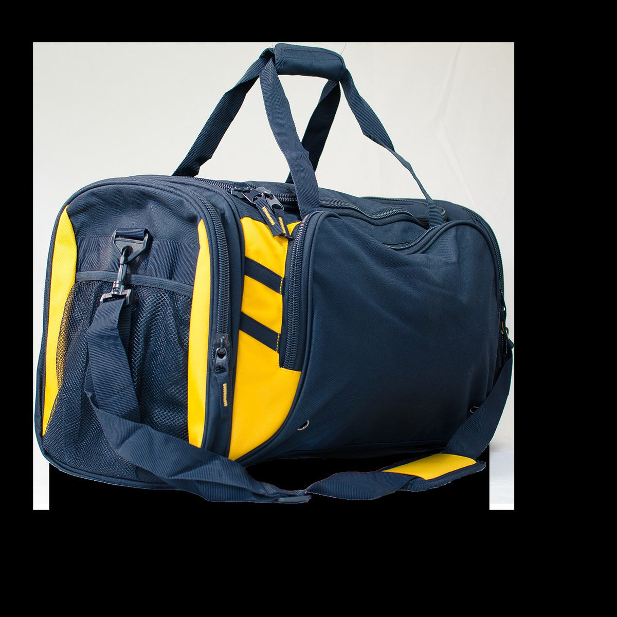 Aussie Pacific Tasman Sports Bag 4001 in Navy/Gold, back view