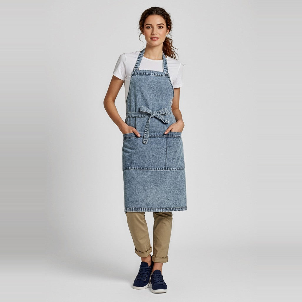 Biz Clout Apron BA40 in Blue, worn by model