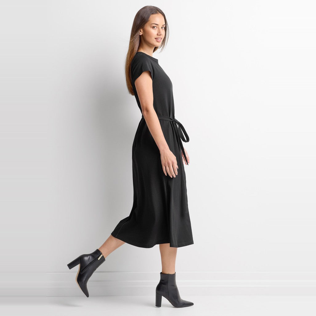 Biz Grace Womens T-Shirt Midi Dress BBS2605L in Black, worn by model, view 2