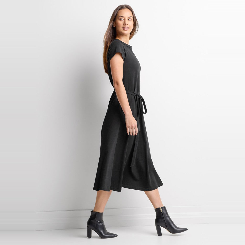 Biz Grace Womens T-Shirt Midi Dress BBS2605L in Black, worn by model, view 3