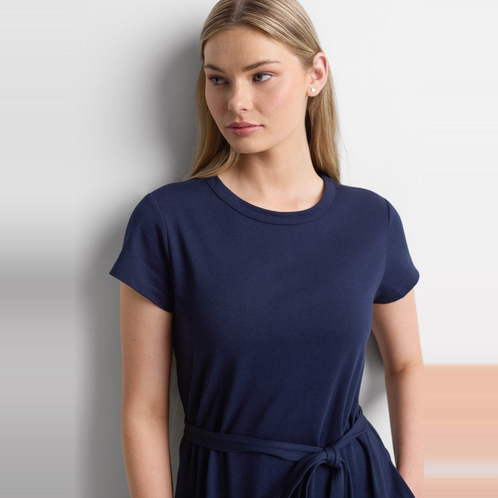 Biz Grace Womens T-Shirt Midi Dress BBS2605L in Navy