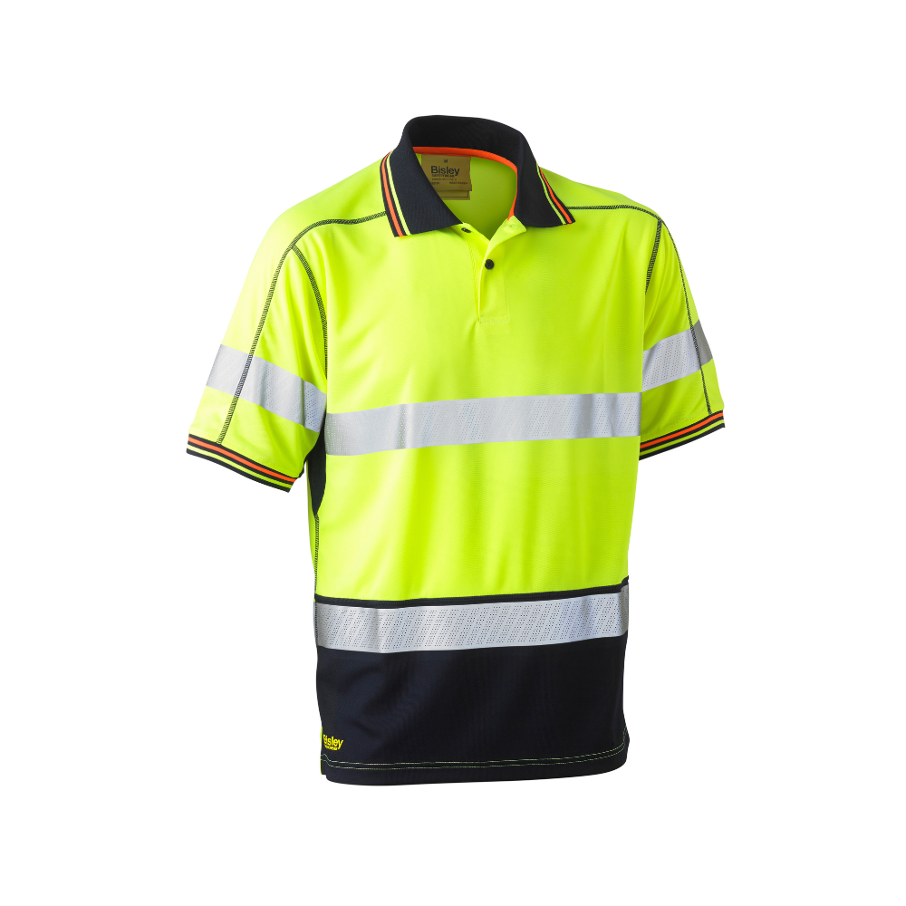 Bisley Mens Taped Hi Vis Polyester Mesh Short Sleeve Polo BK1219T