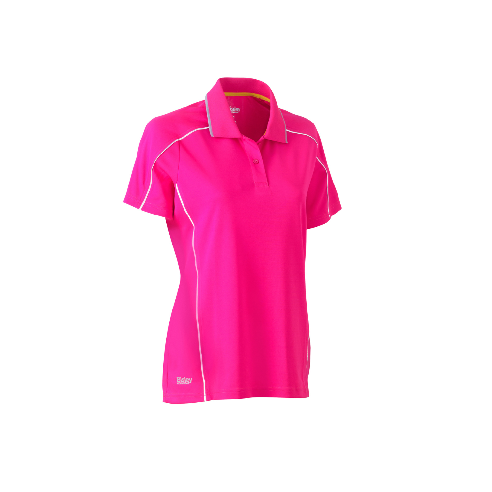 Bisley Womens Cool Mesh Short Sleeve Polo with Reflective Piping BKL1425