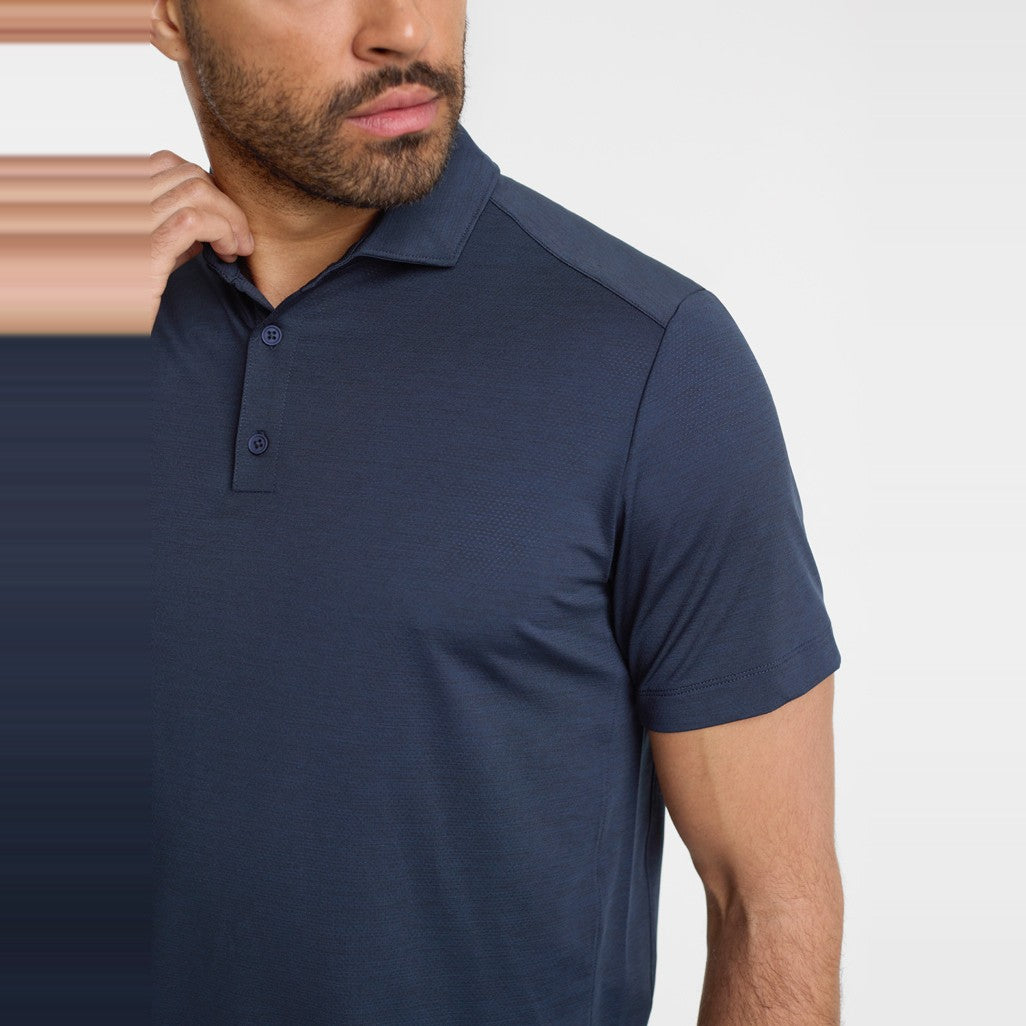 Biz Phoenix Mens Short Sleeve Polo BP2610MS in Navy, worn by model, view 3