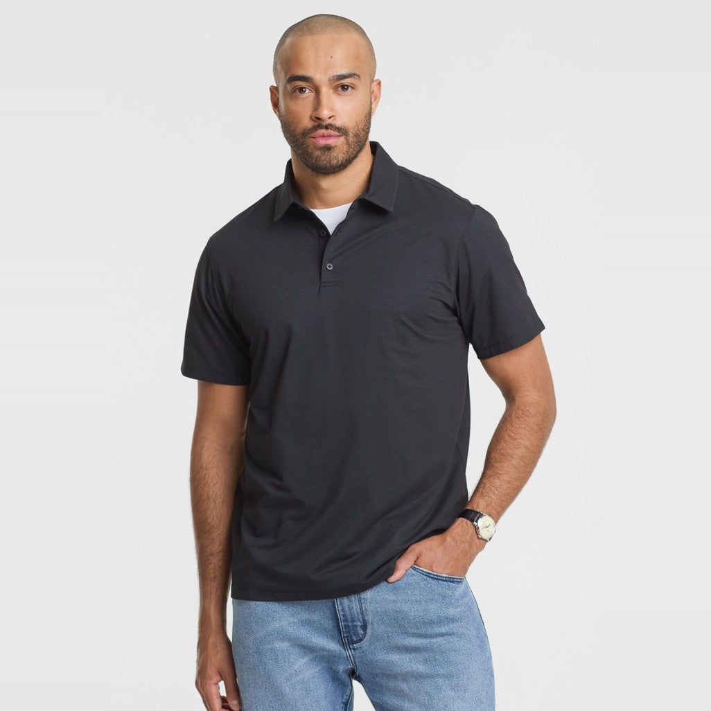 Biz Venture Mens Short Sleeve Polo BP2616MS in Black, worn by model