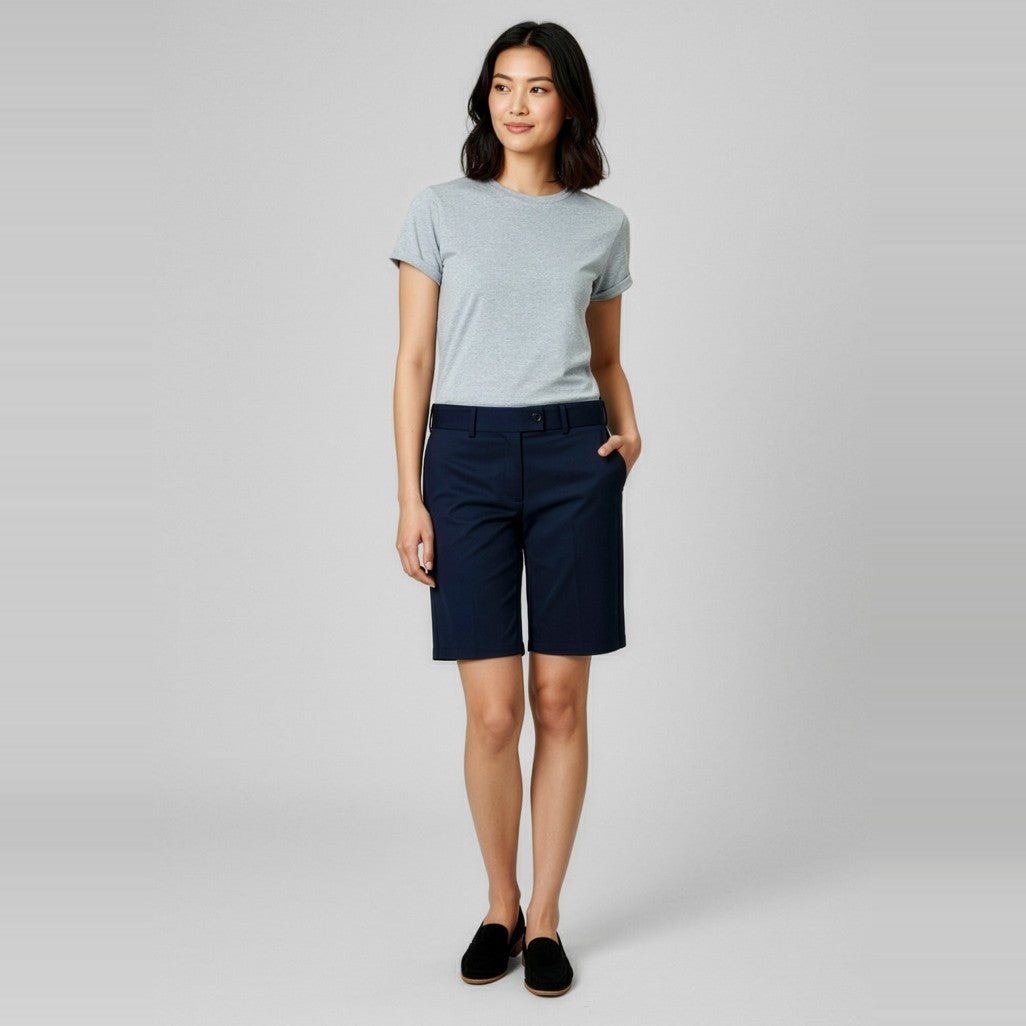 Biz Detroit Womens Short BS10322 in Navy, worn by model