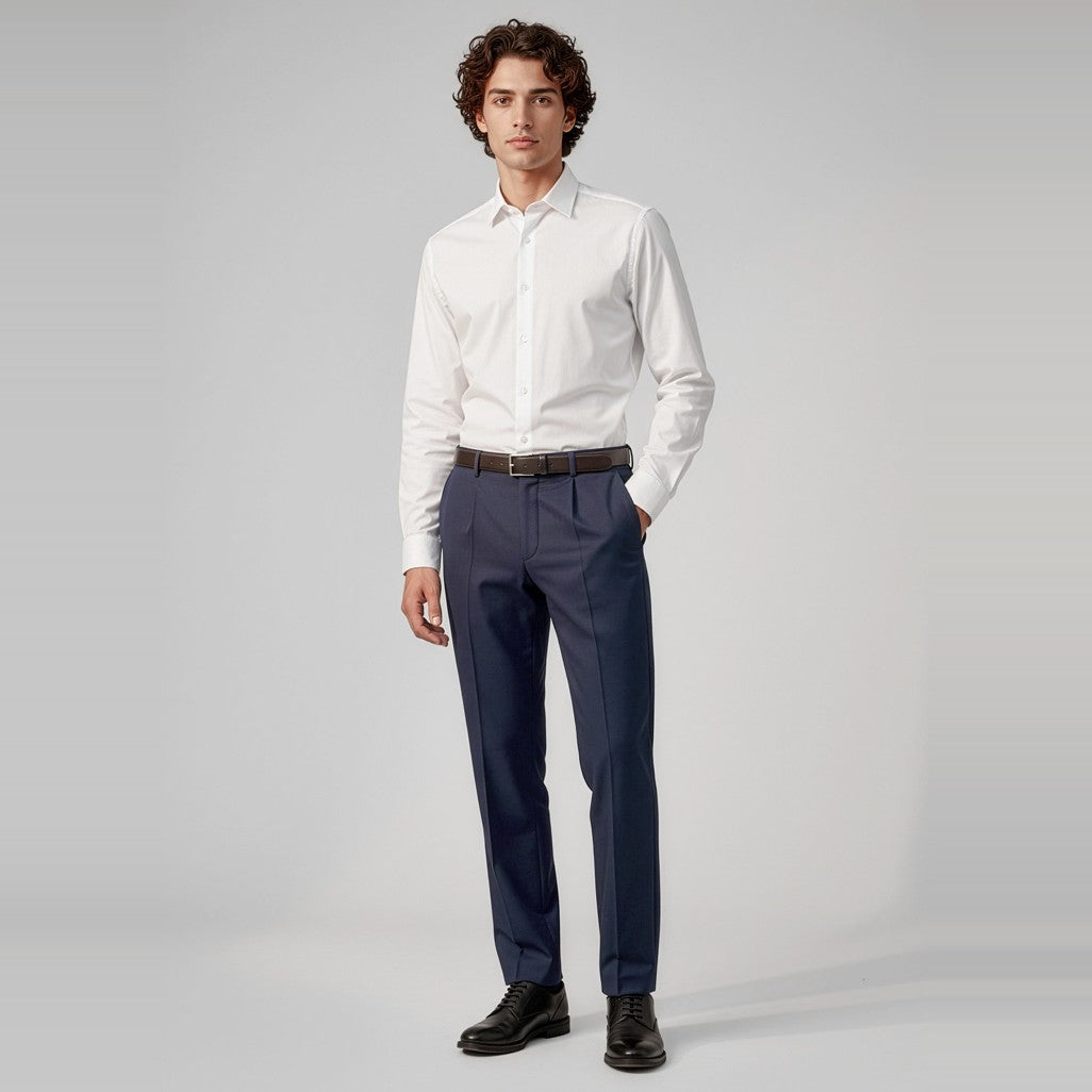 Biz Classic Mens Pleat Pant BS29110, worn by model