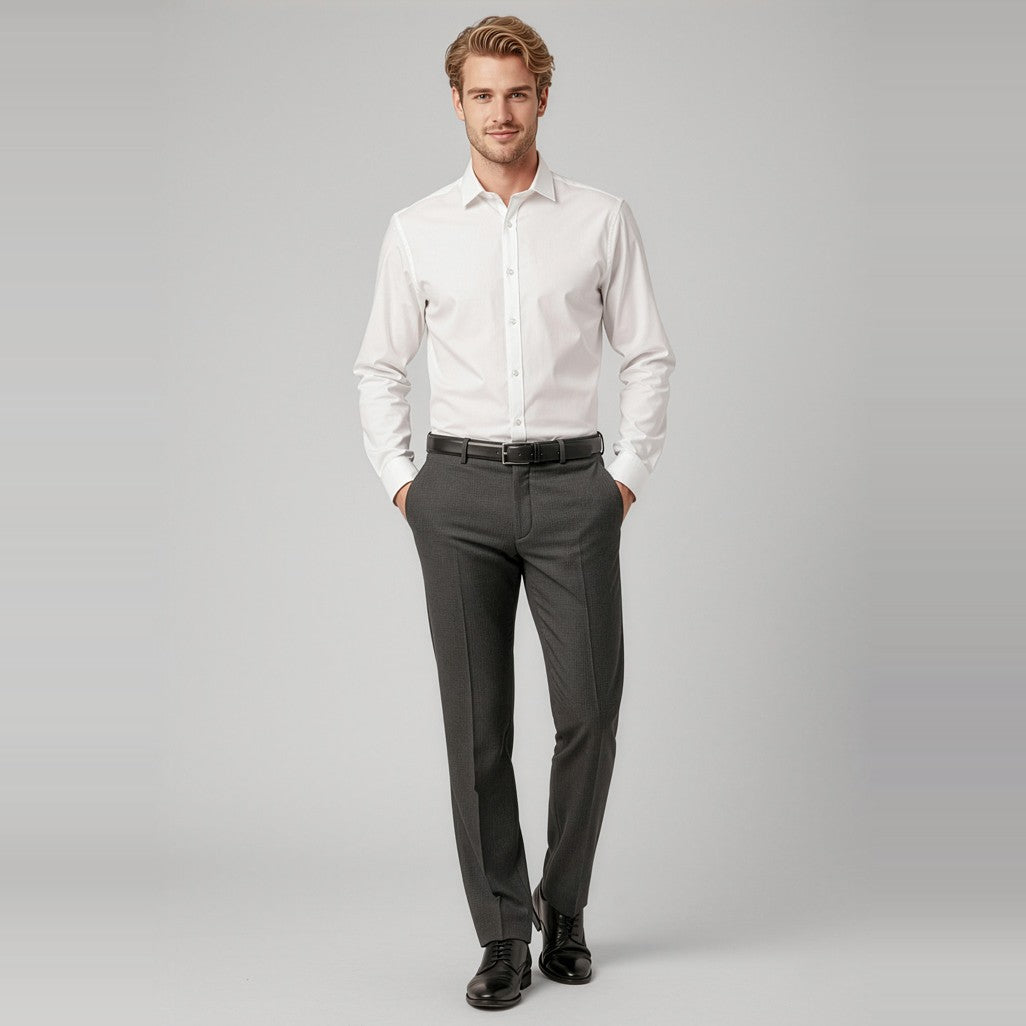 Biz Classic Mens Flat Pant BS29210, worn by model