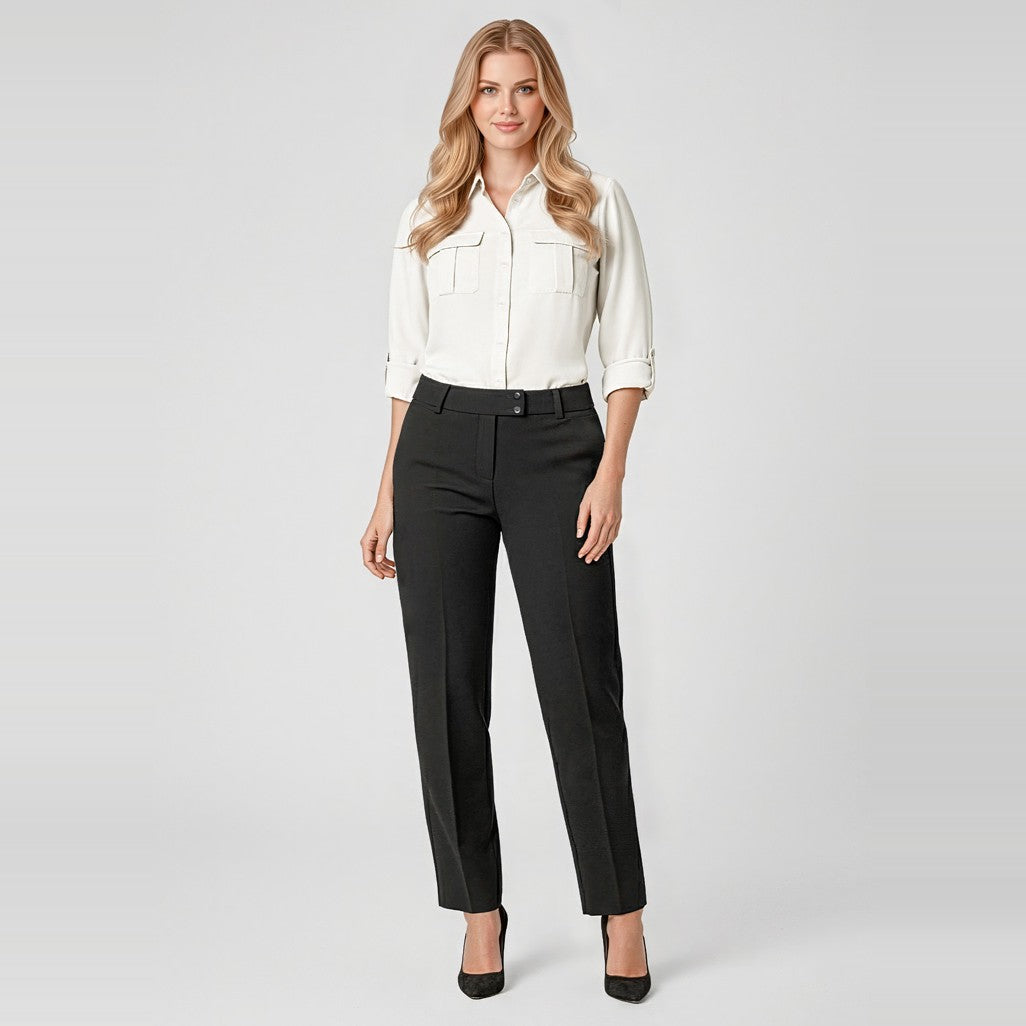 Biz Eve Womens Perfect Pant BS508L in Black, worn by model