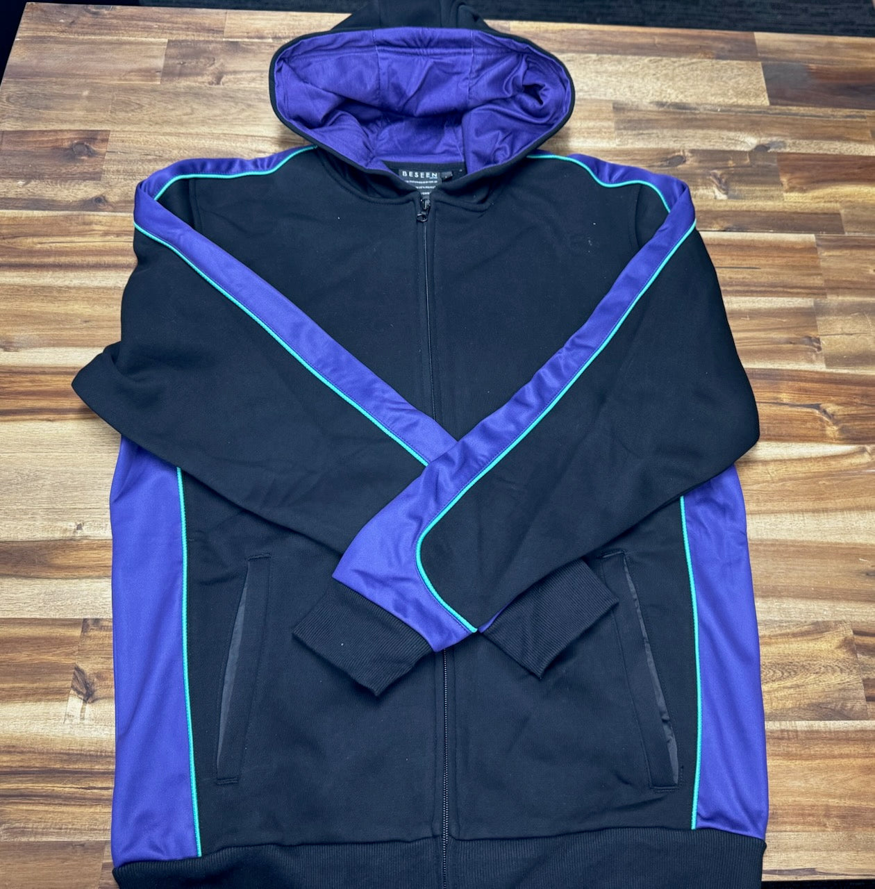 Be Seen Zip Hoodies Black/Purple/Turquiose