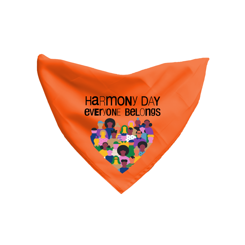 Harmony Day Diversity Heart on Orange Bandana