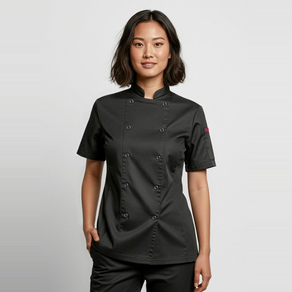 Biz Zest Womens Short Sleeve Jacket CH232LS, worn by model