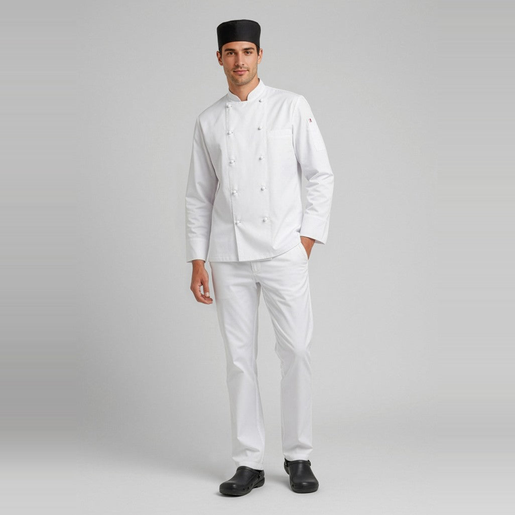 Biz Dash Mens Pant CH234M in White, worn by model