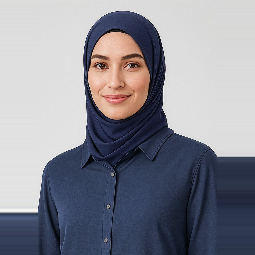 Inaura Hijab Womens CH248L in Navy, worn by model