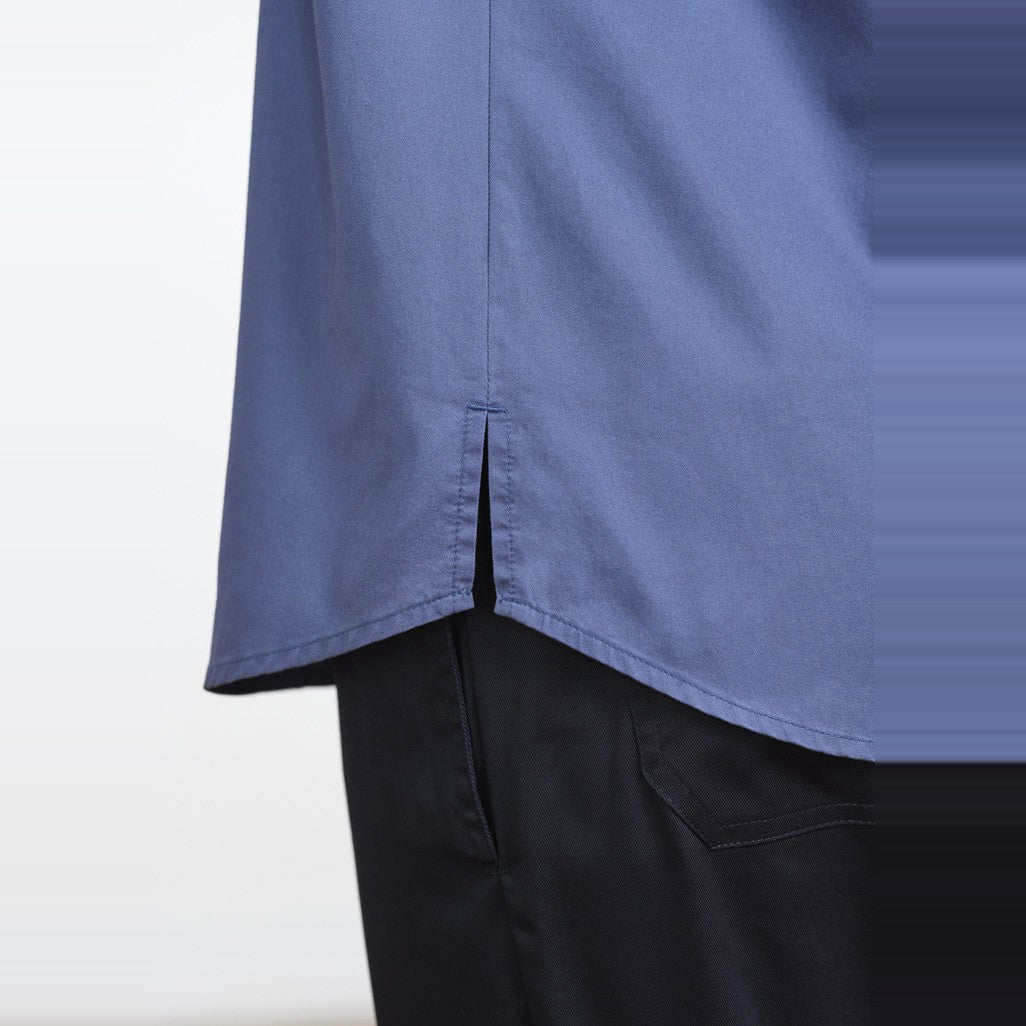 Biz Salsa Mens Short Sleeve Chef Shirt CH329MS in Grey Smoke, worn by model, view 2