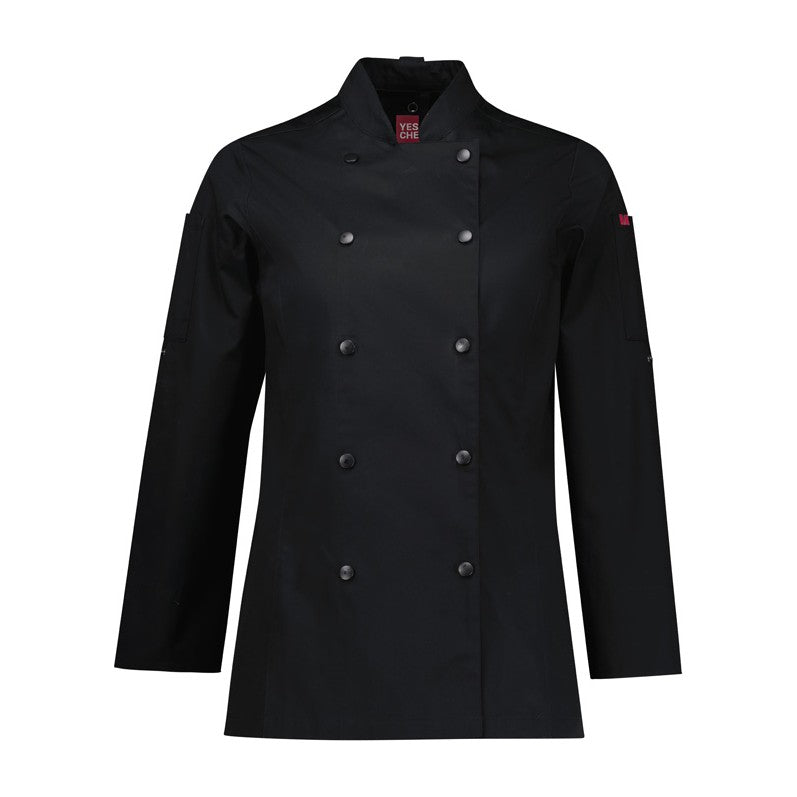 Biz Gusto Womens Long Sleeve Chef Jacket CH430LL in Black