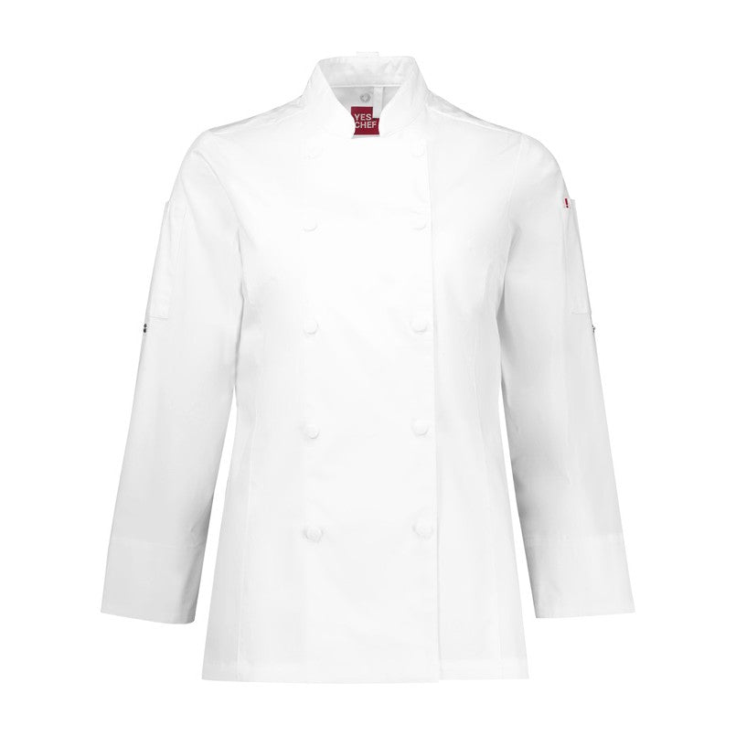 Biz Gusto Womens Long Sleeve Chef Jacket CH430LL in White