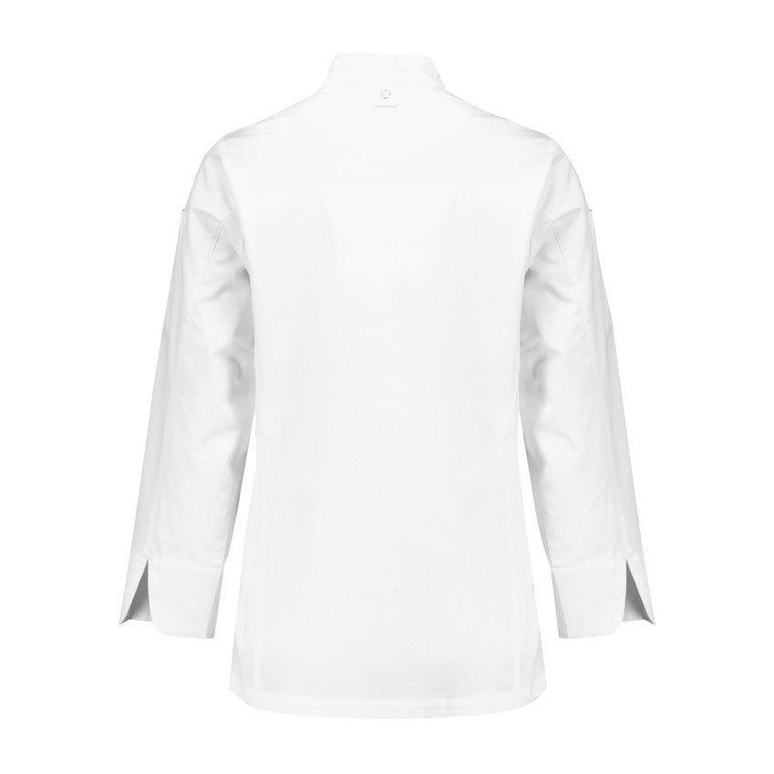 Biz Gusto Womens Long Sleeve Chef Jacket CH430LL in White, view 2