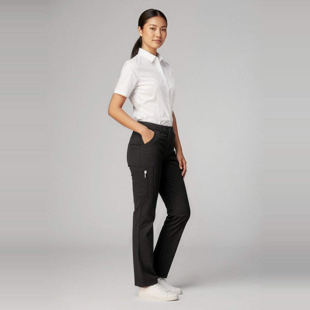 Biz Comfort Waist Womens Cargo Pant CL954LL, worn by model