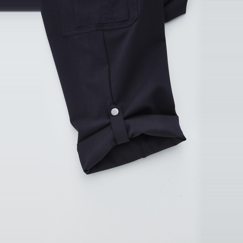 Biz Comfort Waist Womens Cargo Pant CL954LL in Black, worn by model, view 6