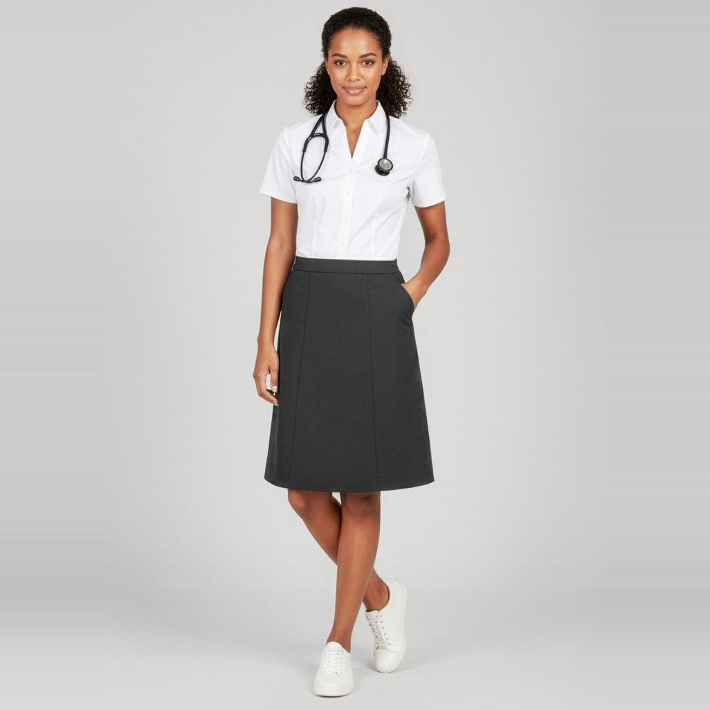 Biz Comfort Waist Womens Cargo Skirt CL956LS, worn by model
