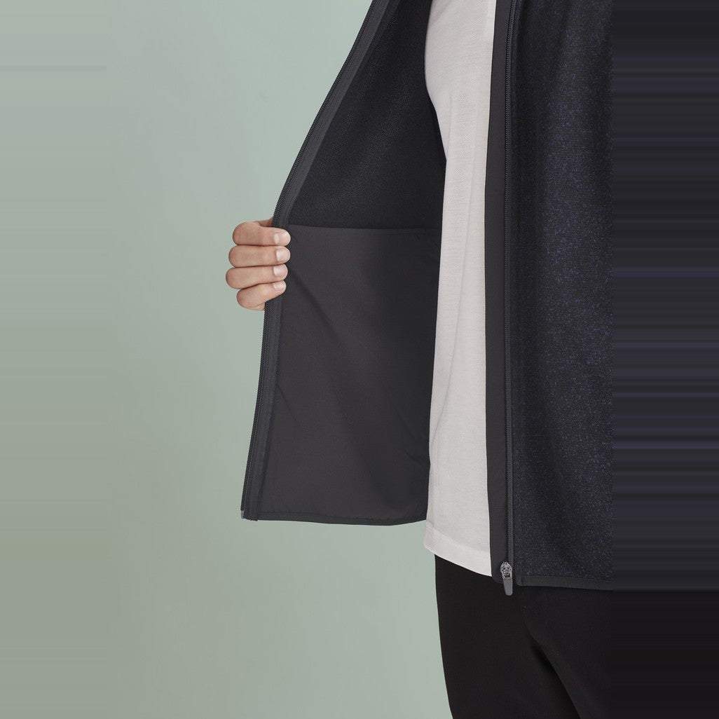 Biz Nova Mens Zip Front Vest CO343MV in Navy Marle, worn by model, view 4