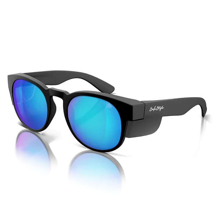 Safe Style Cruisers Matte Black Frame/Mirror Blue Polarised Lens Glasses CRMBBP100