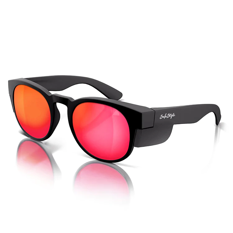Safe Style Cruisers Matte Black Frame/Mirror Red Polarised Lens Glasses CRMBRP100