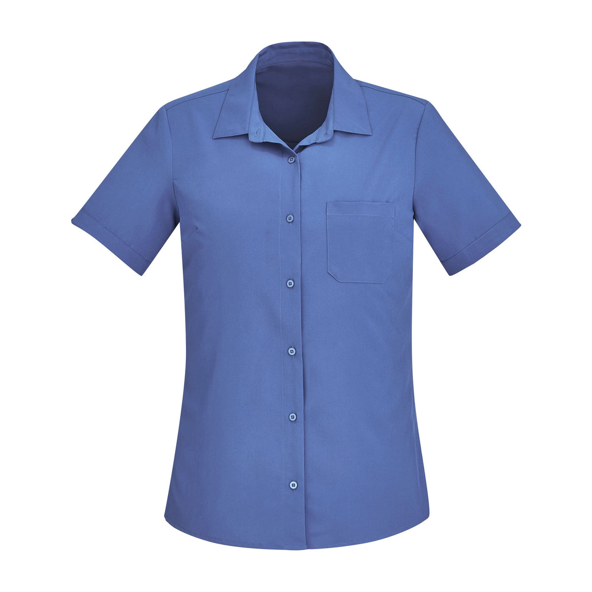 Biz Florence Womens Plain Short Sleeve Shirt CS947LS in Mid Blue