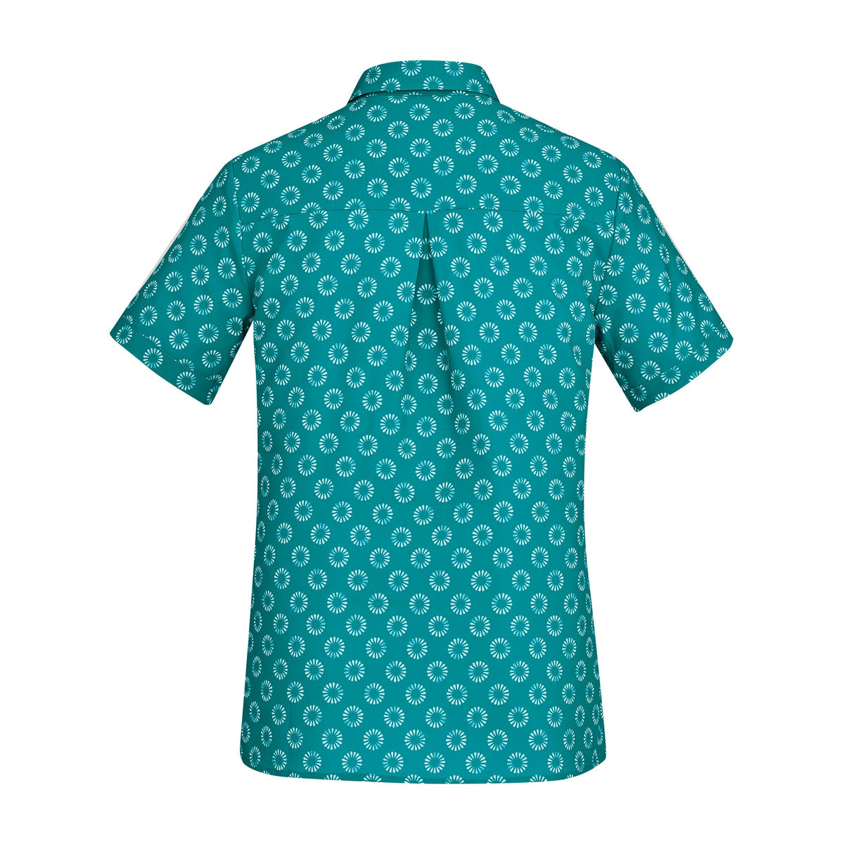 Biz Florence Womens Daisy Print Short Sleeve Shirt CS948LS in Teal, view 2