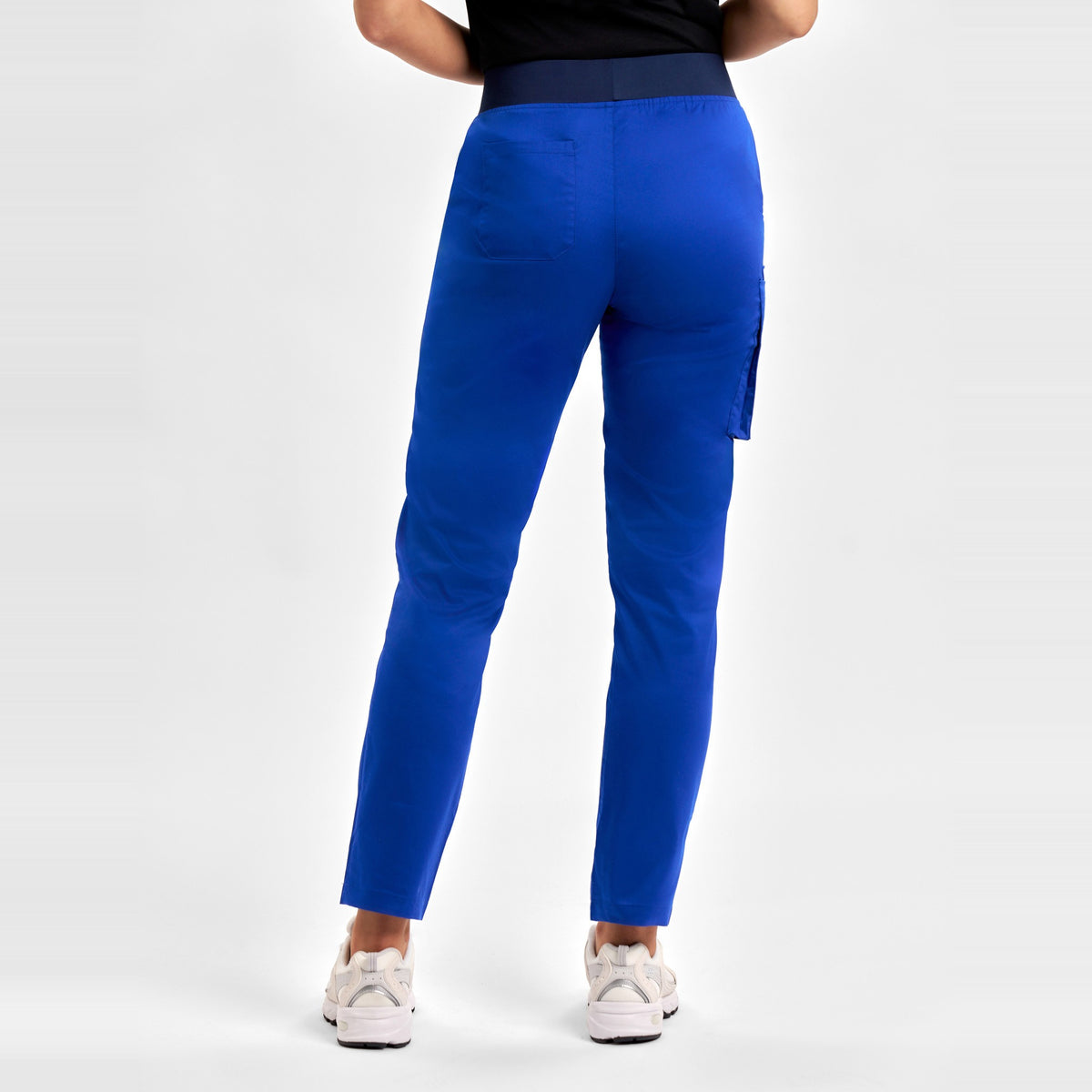 Inaura Riley Womens Straight Leg Scrub Pant CSP047LL in Electric Blue, worn by model, view 4